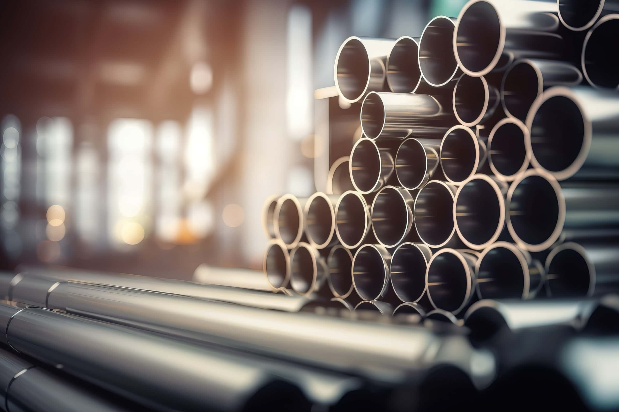 Stacked steel pipes